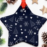 Tree Christmas Xmas Snow Star Ornament (Two Sides) Back