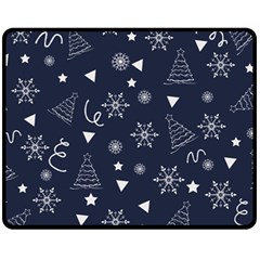 Tree Christmas Xmas Snow Fleece Blanket (medium)  by Ravend