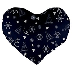 Tree Christmas Xmas Snow Large 19  Premium Heart Shape Cushions by Ravend