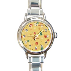 Christmas Treecandy Cane Snowflake Round Italian Charm Watch by Ravend