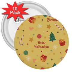 Christmas Treecandy Cane Snowflake 3  Buttons (10 Pack)  by Ravend