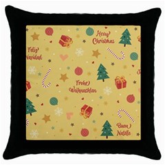 Christmas Treecandy Cane Snowflake Throw Pillow Case (black) by Ravend