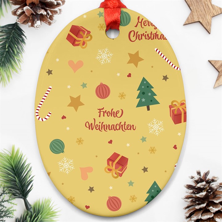 Christmas Treecandy Cane Snowflake Oval Ornament (Two Sides)