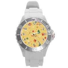 Christmas Treecandy Cane Snowflake Round Plastic Sport Watch (l) by Ravend