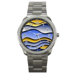 Background Abstract Wave Colorful Sport Metal Watch