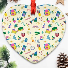 Pattern School Bag Pencil Triangle Heart Ornament (two Sides) by Ravend