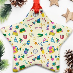 Pattern School Bag Pencil Triangle Star Ornament (two Sides) by Ravend