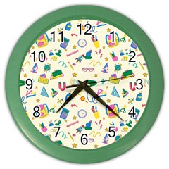 Pattern School Bag Pencil Triangle Color Wall Clock by Ravend