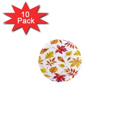 Watercolor-autumn-leaves-pattern-vector 1  Mini Magnet (10 Pack)  by nateshop