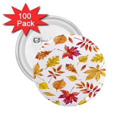 Watercolor-autumn-leaves-pattern-vector 2 25  Buttons (100 Pack)  by nateshop