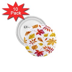 Watercolor-autumn-leaves-pattern-vector 1 75  Buttons (10 Pack) by nateshop