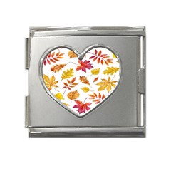 Watercolor-autumn-leaves-pattern-vector Mega Link Heart Italian Charm (18mm) by nateshop