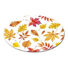 Watercolor-autumn-leaves-pattern-vector Oval Magnet by nateshop