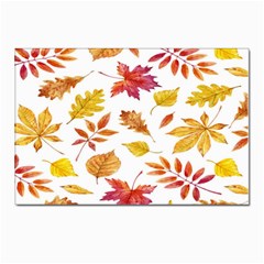 Watercolor-autumn-leaves-pattern-vector Postcards 5  X 7  (pkg Of 10) by nateshop