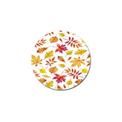 Watercolor-autumn-leaves-pattern-vector Golf Ball Marker by nateshop