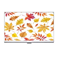 Watercolor-autumn-leaves-pattern-vector Business Card Holder by nateshop