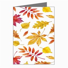 Watercolor-autumn-leaves-pattern-vector Greeting Card by nateshop