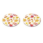 Watercolor-autumn-leaves-pattern-vector Cufflinks (Oval) Front(Pair)