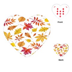 Watercolor-autumn-leaves-pattern-vector Playing Cards Single Design (heart) by nateshop