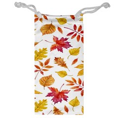 Watercolor-autumn-leaves-pattern-vector Jewelry Bag by nateshop