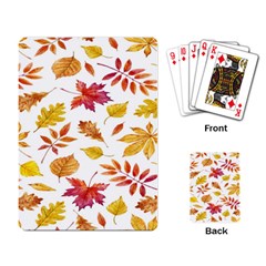 Watercolor-autumn-leaves-pattern-vector Playing Cards Single Design (rectangle) by nateshop