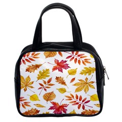 Watercolor-autumn-leaves-pattern-vector Classic Handbag (two Sides) by nateshop