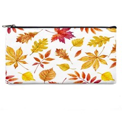 Watercolor-autumn-leaves-pattern-vector Pencil Case by nateshop