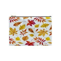 Watercolor-autumn-leaves-pattern-vector Cosmetic Bag (medium) by nateshop