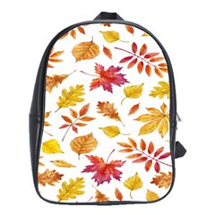 Watercolor-autumn-leaves-pattern-vector School Bag (large) by nateshop