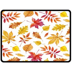 Watercolor-autumn-leaves-pattern-vector Fleece Blanket (large)  by nateshop