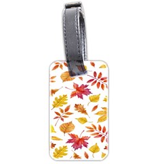 Watercolor-autumn-leaves-pattern-vector Luggage Tag (two Sides) by nateshop