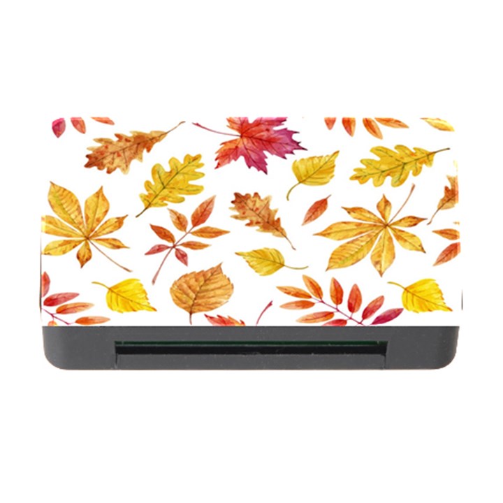 Watercolor-autumn-leaves-pattern-vector Memory Card Reader with CF