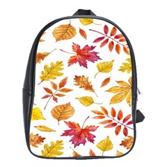 Watercolor-autumn-leaves-pattern-vector School Bag (xl) by nateshop