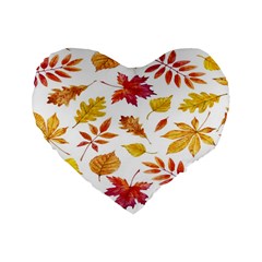 Watercolor-autumn-leaves-pattern-vector Standard 16  Premium Heart Shape Cushions by nateshop