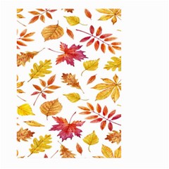 Watercolor-autumn-leaves-pattern-vector Large Garden Flag (two Sides) by nateshop