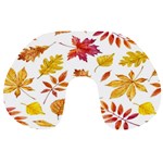 Watercolor-autumn-leaves-pattern-vector Travel Neck Pillow Back