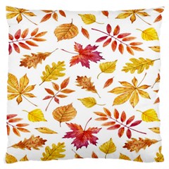 Watercolor-autumn-leaves-pattern-vector Large Flano Cushion Case (one Side) by nateshop