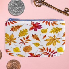 Watercolor-autumn-leaves-pattern-vector Large Coin Purse by nateshop