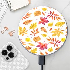 Watercolor-autumn-leaves-pattern-vector Wireless Charger by nateshop