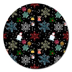 Christmas Thanksgiving Pattern Magnet 5  (round) by Ravend