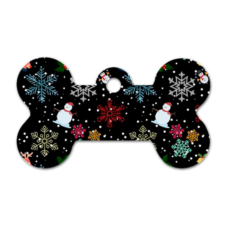 Christmas Thanksgiving Pattern Dog Tag Bone (One Side)