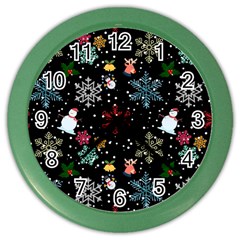 Christmas Thanksgiving Pattern Color Wall Clock by Ravend