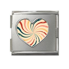 Swirl Star Pattern Texture Vintahe Classic Old Mega Link Heart Italian Charm (18mm) by Ravend