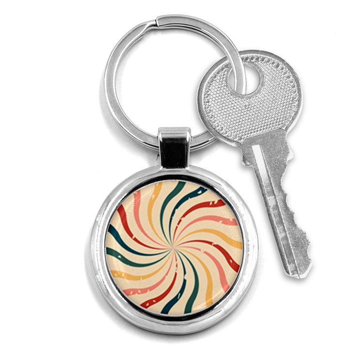 Swirl Star Pattern Texture Vintahe Classic Old Key Chain (Round)