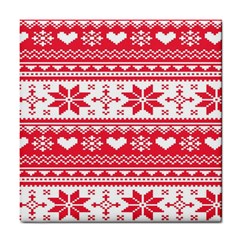 Nordic-seamless-knitted-christmas-pattern-vector Tile Coaster by nateshop