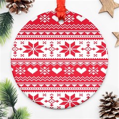 Nordic-seamless-knitted-christmas-pattern-vector Ornament (round) by nateshop