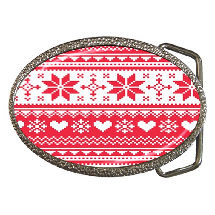 Nordic-seamless-knitted-christmas-pattern-vector Belt Buckles