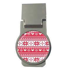 Nordic-seamless-knitted-christmas-pattern-vector Money Clips (round)  by nateshop