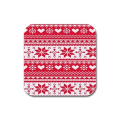 Nordic-seamless-knitted-christmas-pattern-vector Rubber Square Coaster (4 Pack) by nateshop