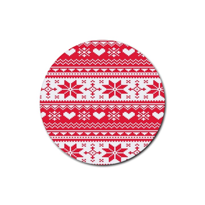 Nordic-seamless-knitted-christmas-pattern-vector Rubber Coaster (Round)